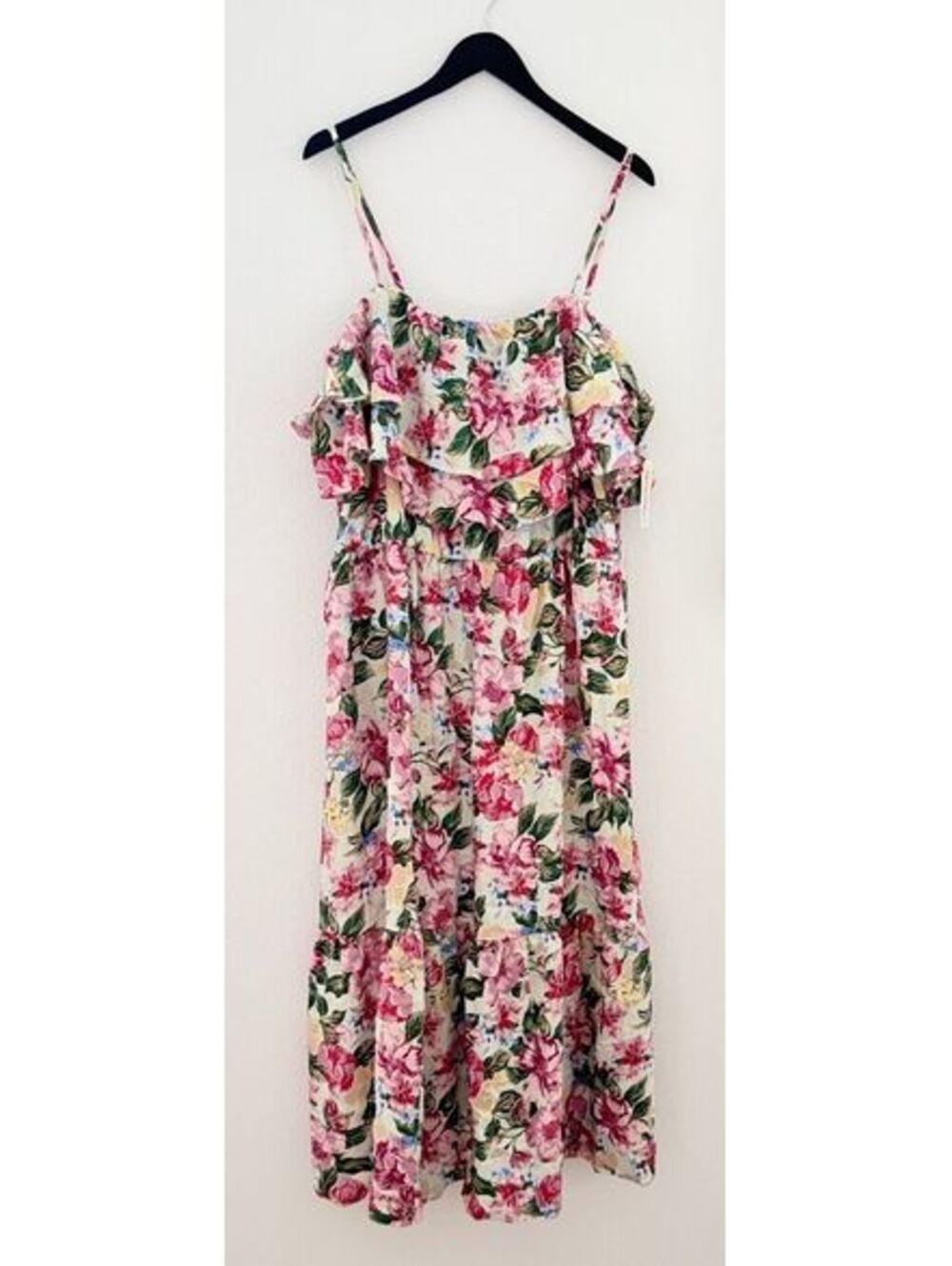 A New Day Pink Floral Sleeveless Ruffle Maxi A-Line Dress Women Size 2X